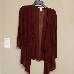Lightweight Draped Cardigan Sweater - Deep Burgundy